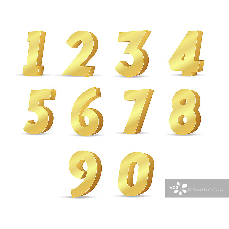 3D金色数字金属数字集图片素材