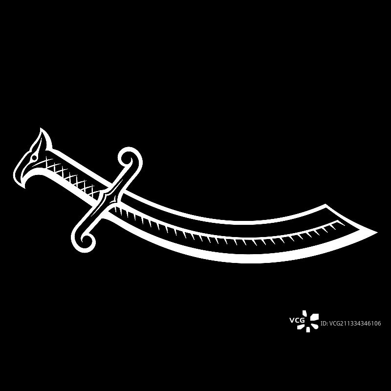 装饰手柄的弯曲军刀图片素材