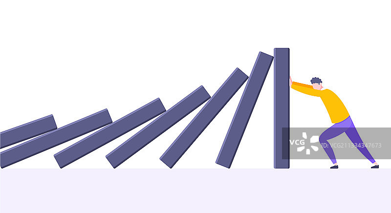 多米诺效应或商业韧性隐喻图片素材