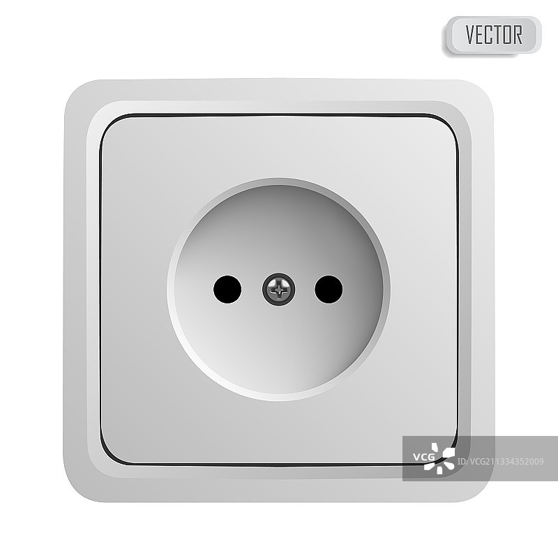 墙上带阴影的白色电源插座3D模型图片素材