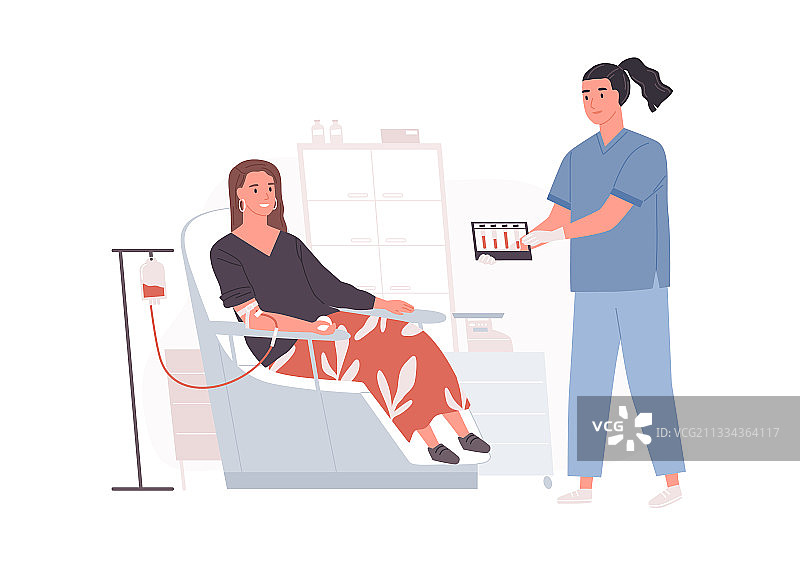 坐在现代医疗场所椅子上的志愿者图片素材