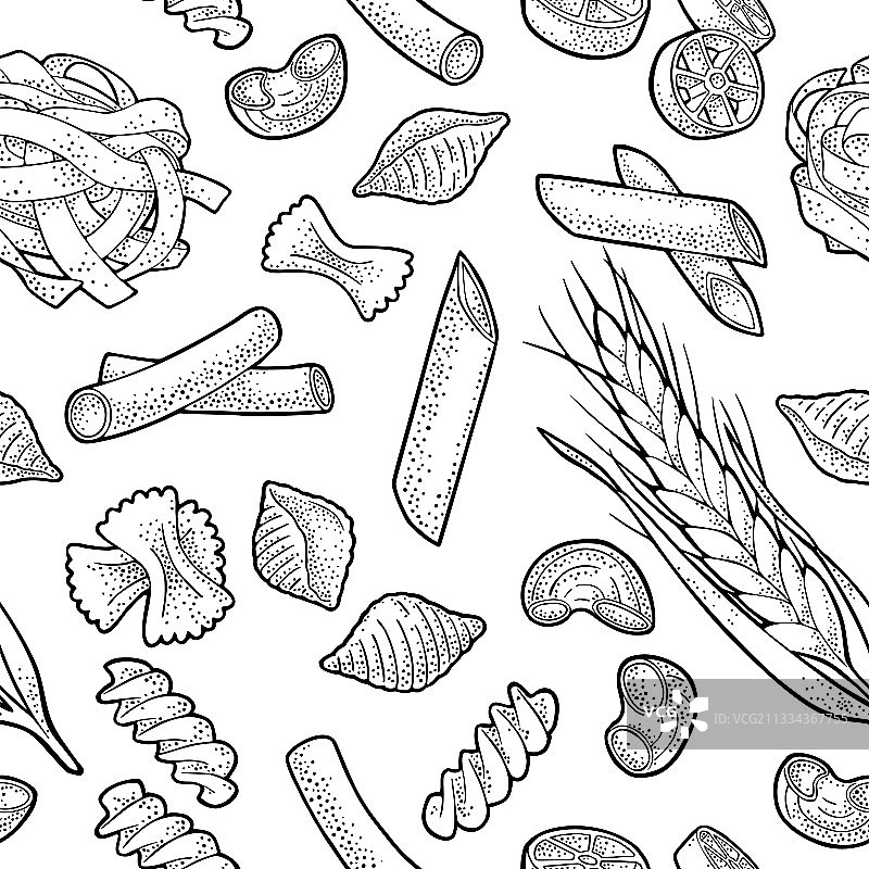 法夫莱意大利面、贝壳面、通心粉、螺旋面、笔尖面图片素材