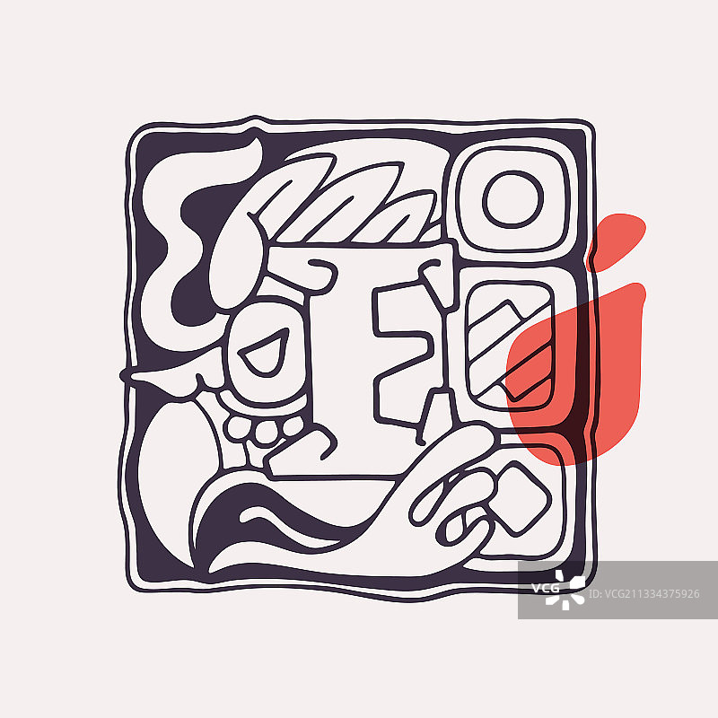 阿兹特克风格字母E图片素材