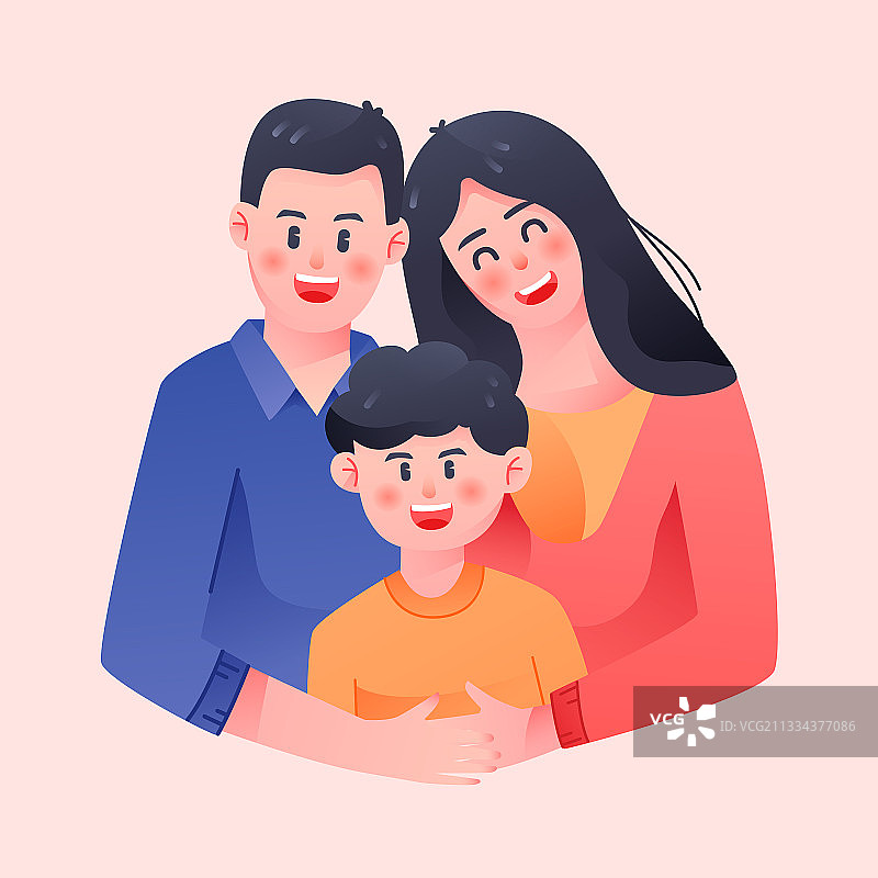 卡通一家人父母家庭医疗健康保险矢量插画图片素材