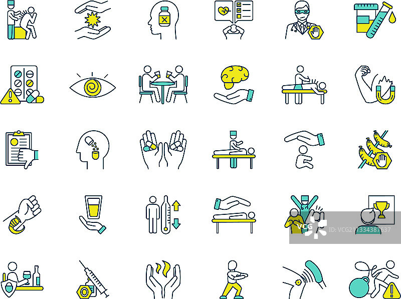 替代医学RGB颜色图标集图片素材