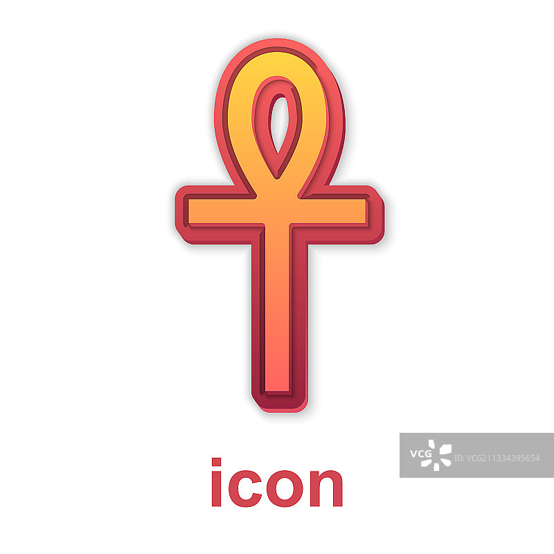 白色背景上孤立的金色十字安卡图标图片素材