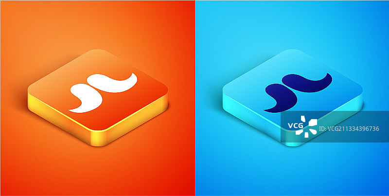 2.5D橙色背景上的胡子图标图片素材