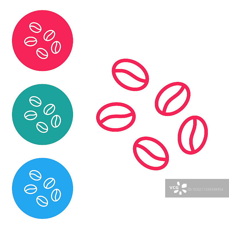 白色背景上的红色线条咖啡豆图标图片素材