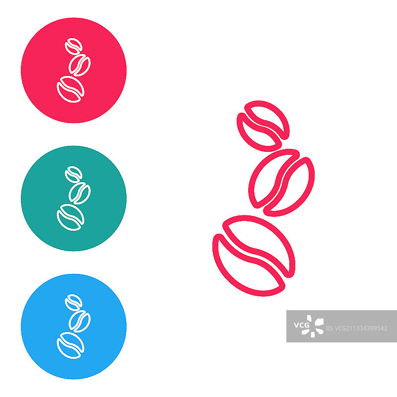 白色背景上的红色线条咖啡豆图标图片素材