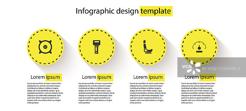汽车音响、扬声器、带遥控器的钥匙和座椅图片素材