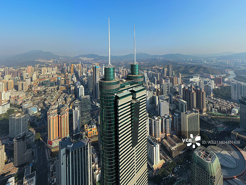 广东省深圳市罗湖区地王大厦信兴广场航拍图片素材