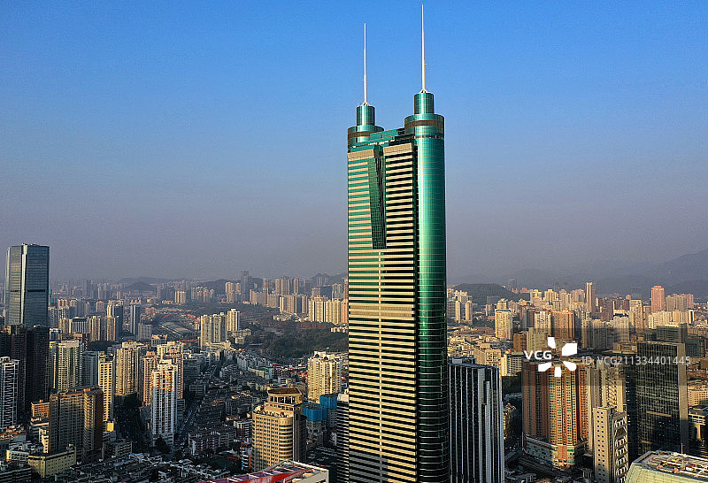 广东省深圳市罗湖区地王大厦信兴广场航拍图片素材