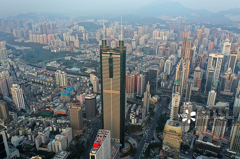 广东省深圳市罗湖区地王大厦信兴广场航拍图片素材