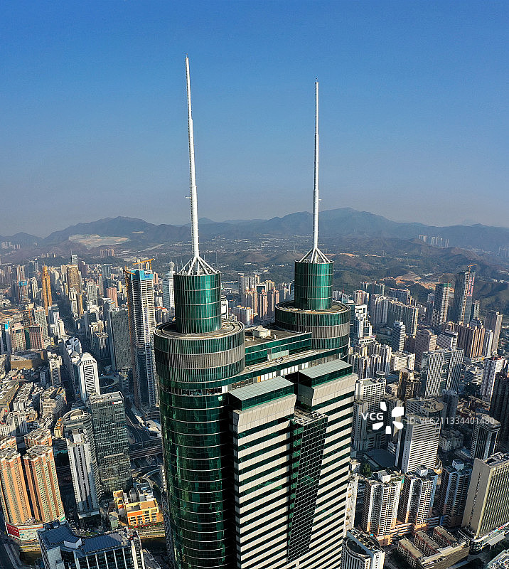 广东省深圳市罗湖区地王大厦信兴广场航拍图片素材