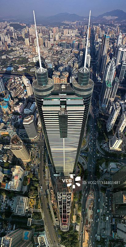 广东省深圳市罗湖区地王大厦信兴广场航拍图片素材