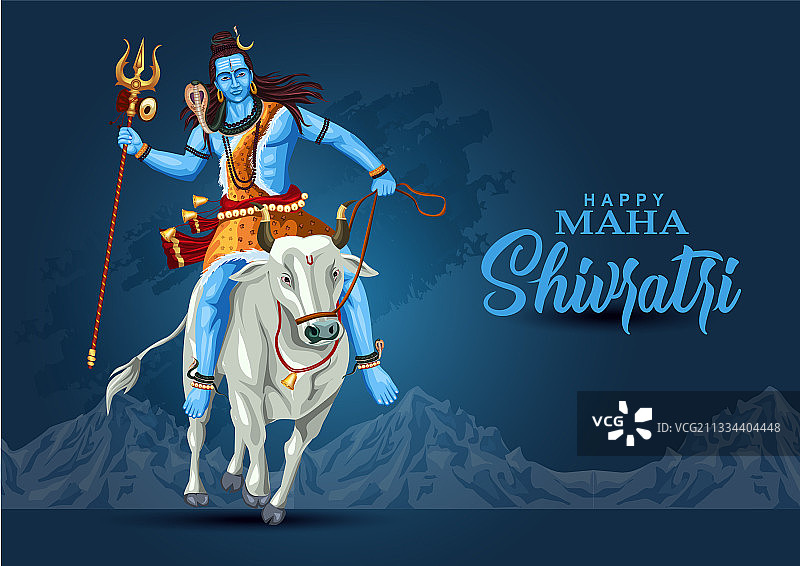 湿婆神节快乐，湿婆神骑着南迪图片素材
