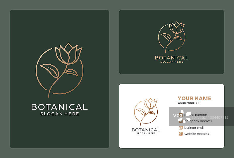 简约花卉logo设计及名片图片素材