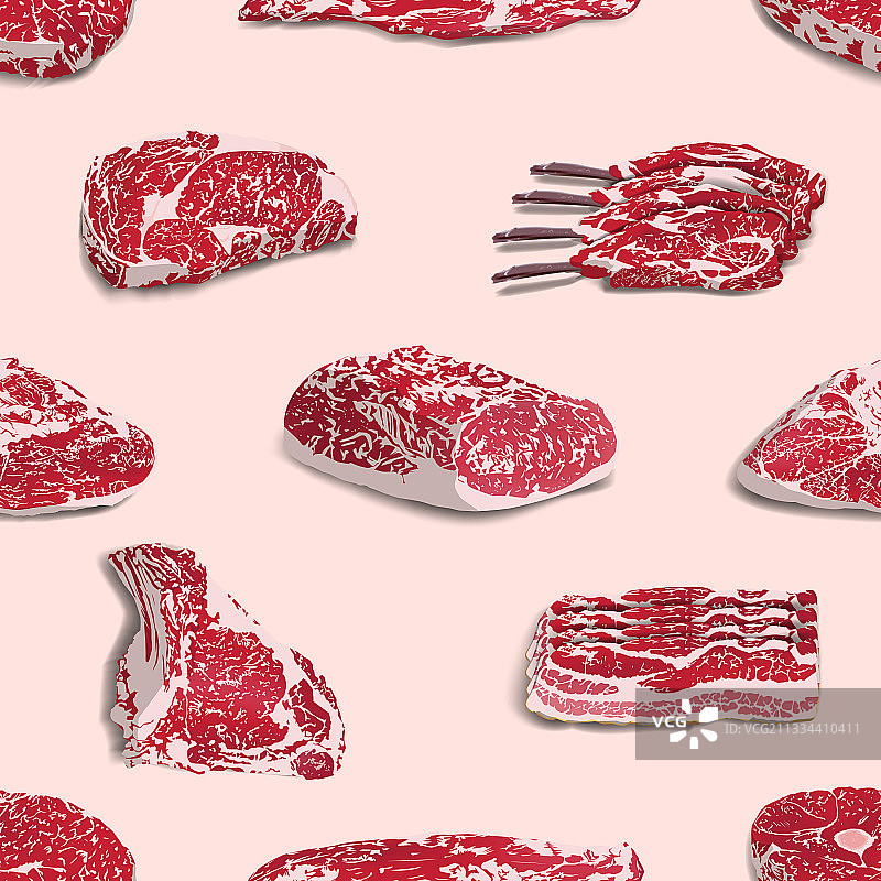 各种生肉块的肉类图案图片素材