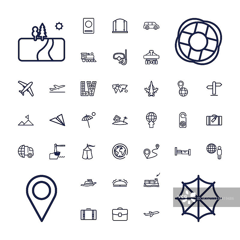 37个旅行图标图片素材