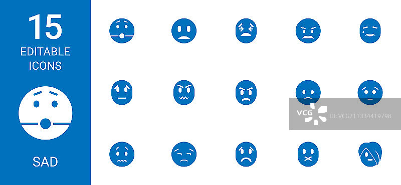 15个悲伤图标图片素材