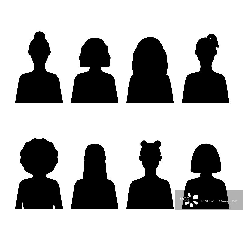 女性图标集单色图片素材