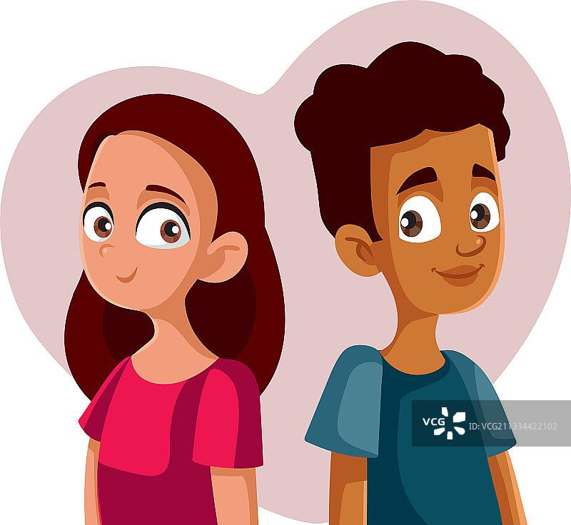 可爱的青少年坠入爱河卡通图片素材