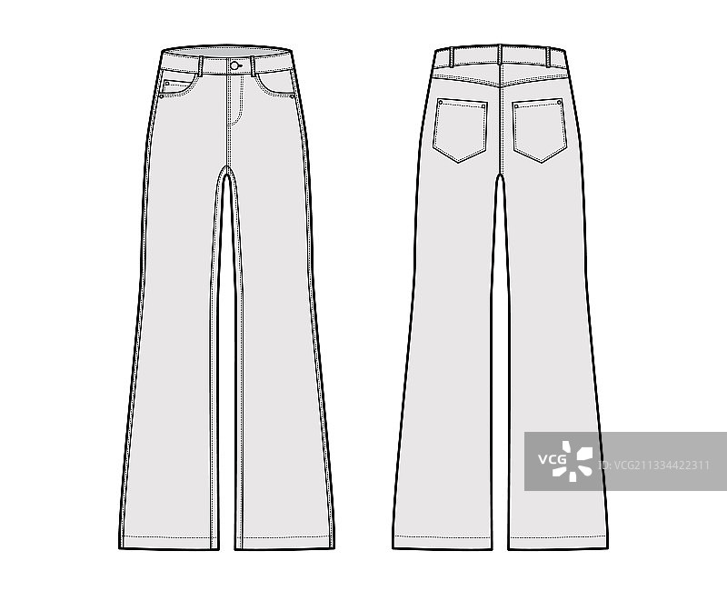 阔腿牛仔裤套装图片素材