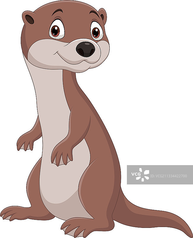 卡通趣味水獭站立白色背景图片素材