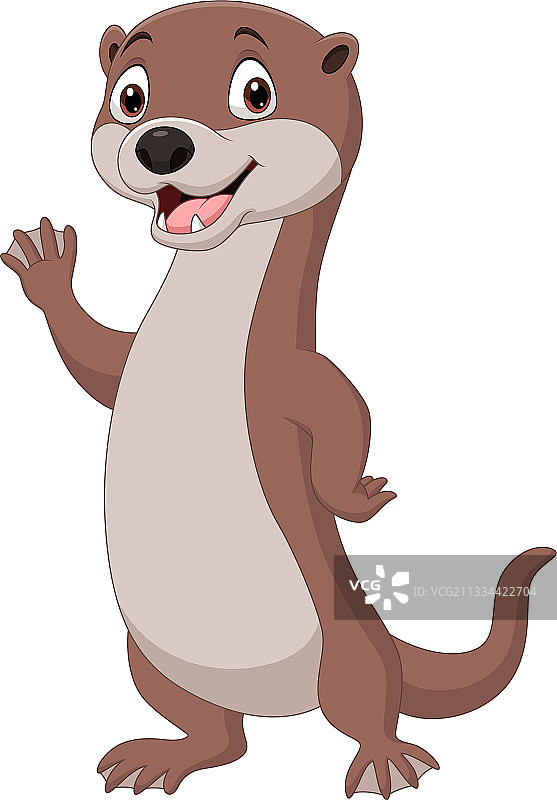 卡通趣味水獭挥手图片素材