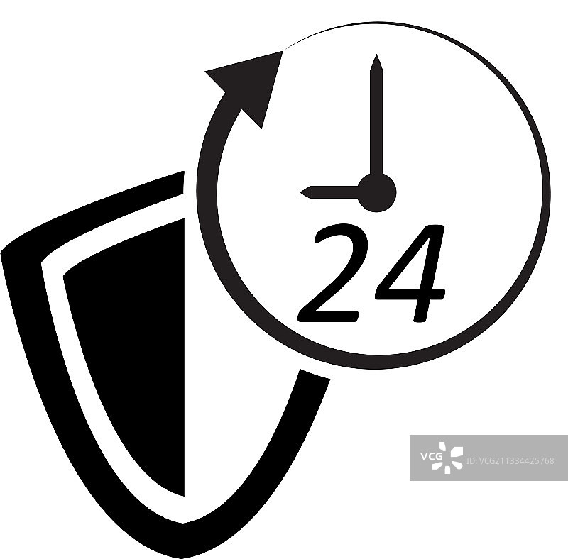 白色背景上的24小时保护图标图片素材