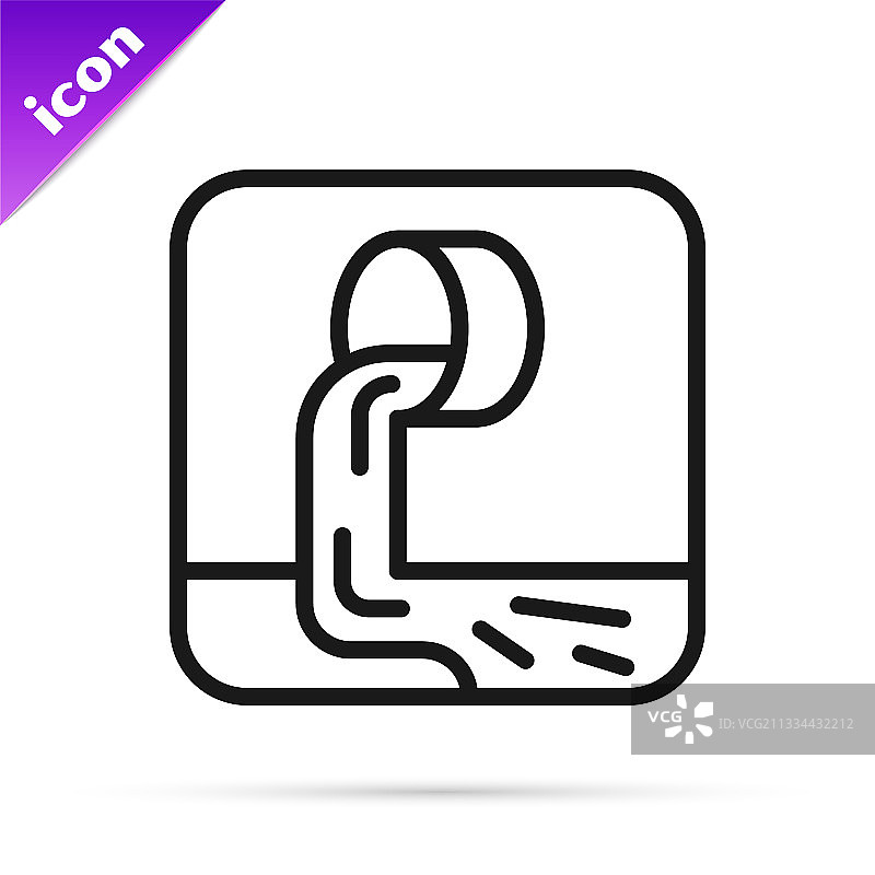 白色背景上的黑色线条废水图标图片素材