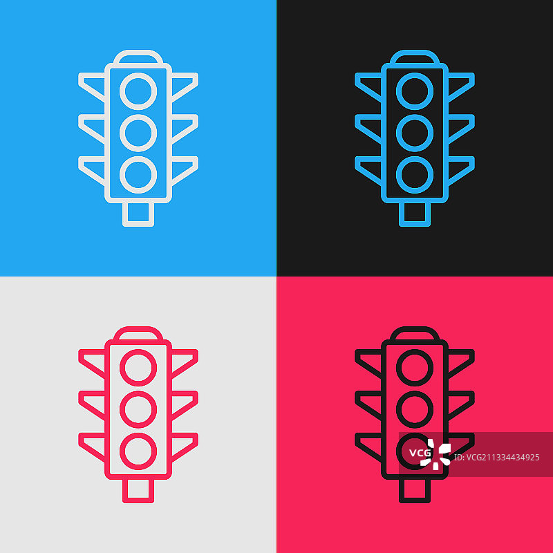 波普艺术风格交通灯图标图片素材