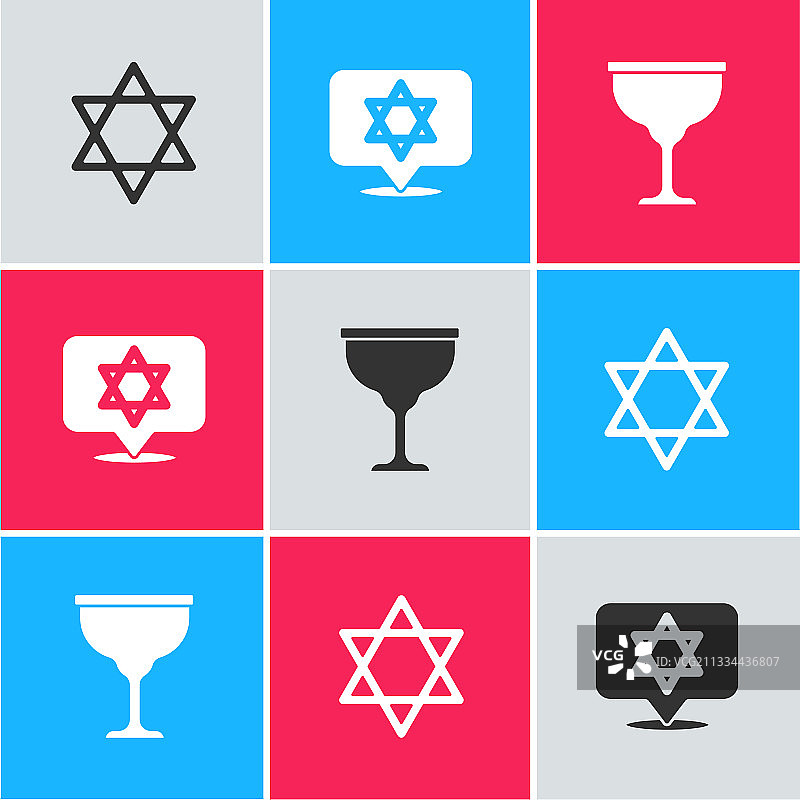 大卫之星和犹太圣爵图标图片素材
