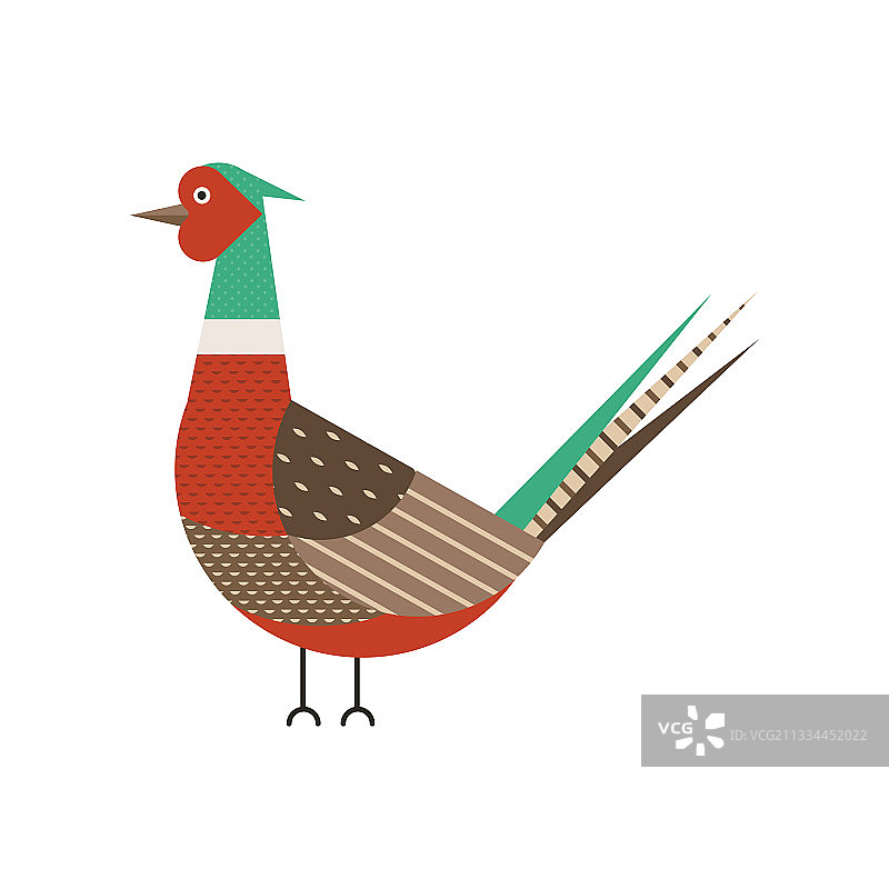 扁平风格的普通雉鸡几何图标图片素材
