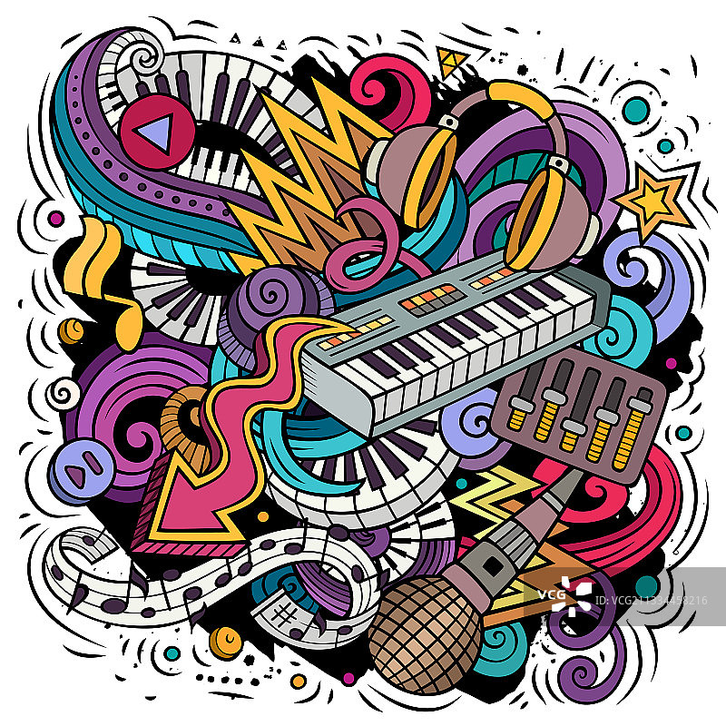 卡通涂鸦迪斯科音乐图片素材