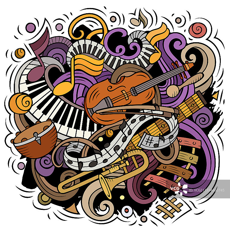 经典音乐卡通涂鸦图片素材