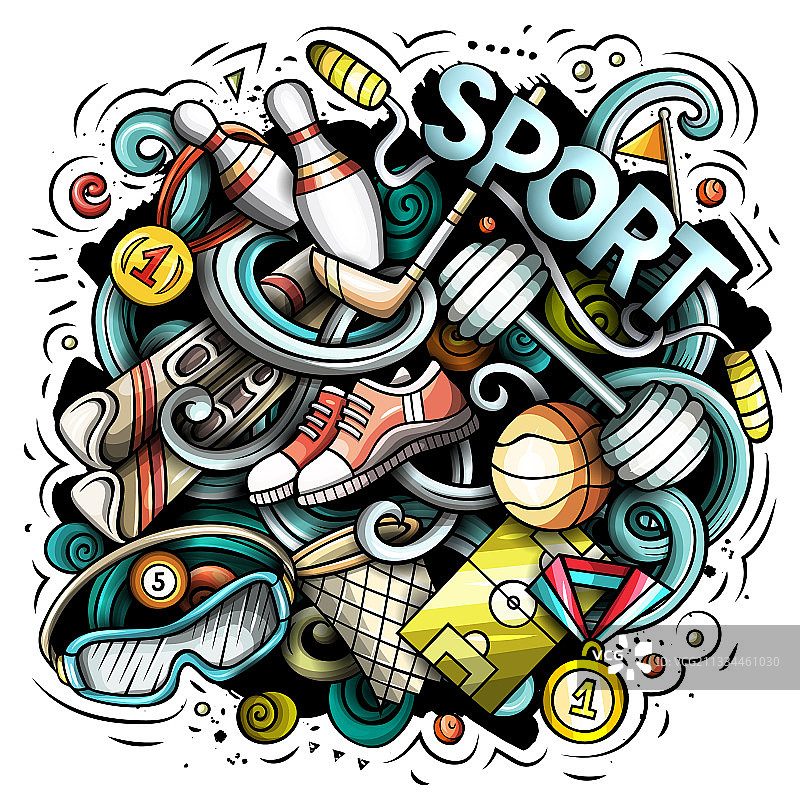运动卡通涂鸦趣味艺术图片素材
