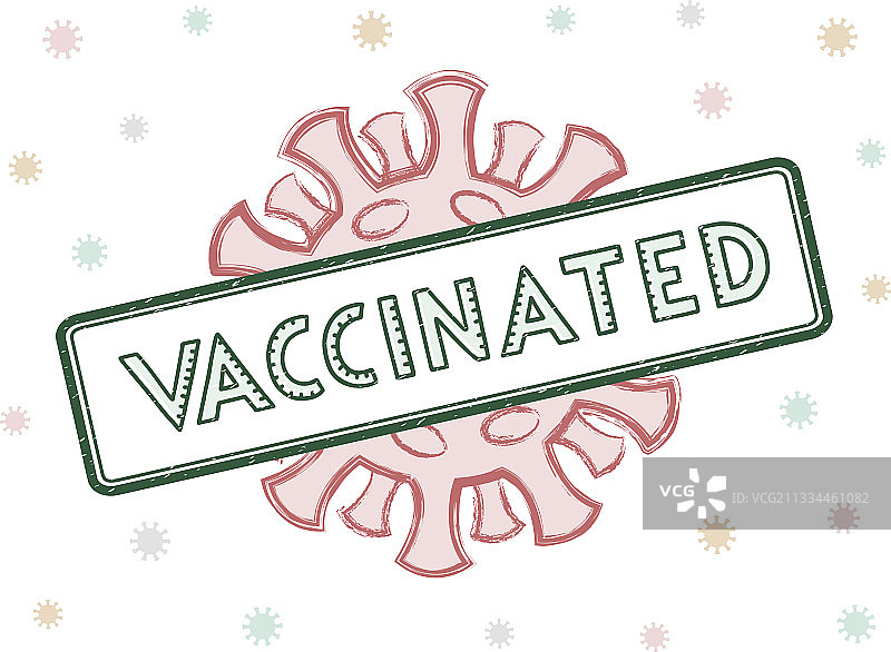 已接种疫苗的冠状病毒橡胶印章图片素材