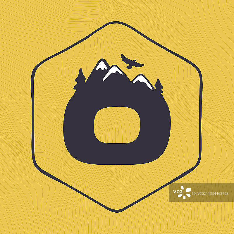 山峰树木字母O标志图片素材