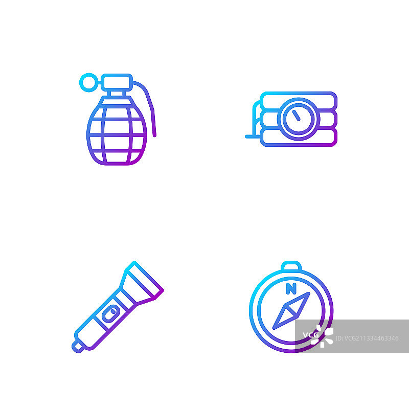 指南针手电筒手榴弹线条图片素材
