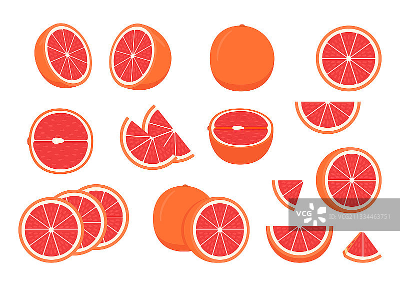 成熟的西柚：完整、切开、一半等图片素材