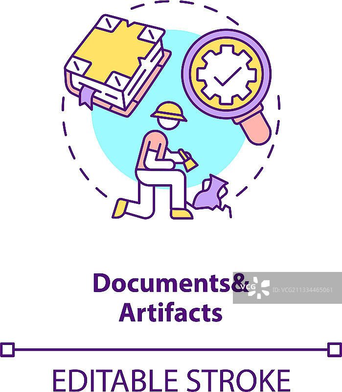文档与人工制品分析概念图标图片素材