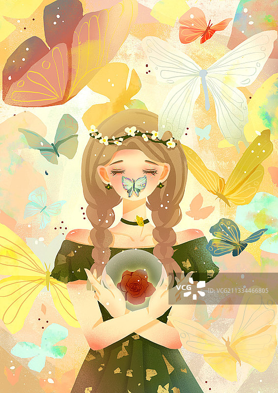 动物少女之蝴蝶图片素材