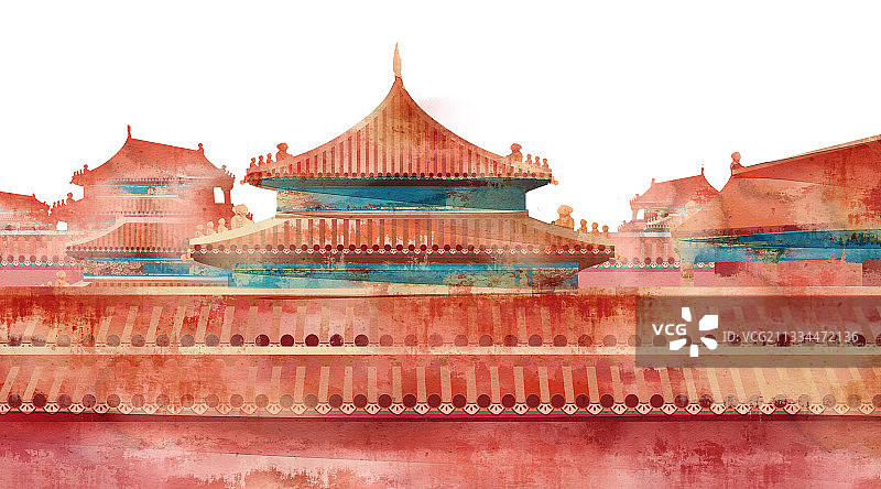 中国风故宫风景插画元素图片素材