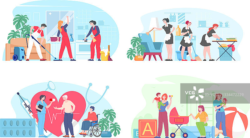 清洁女佣、保姆和护士概念图片素材