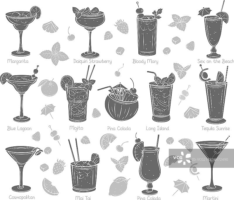 热带鸡尾酒Glyph图标图片素材