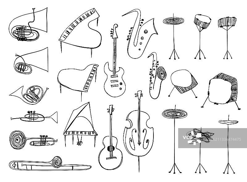 乐器轮廓画合集图片素材