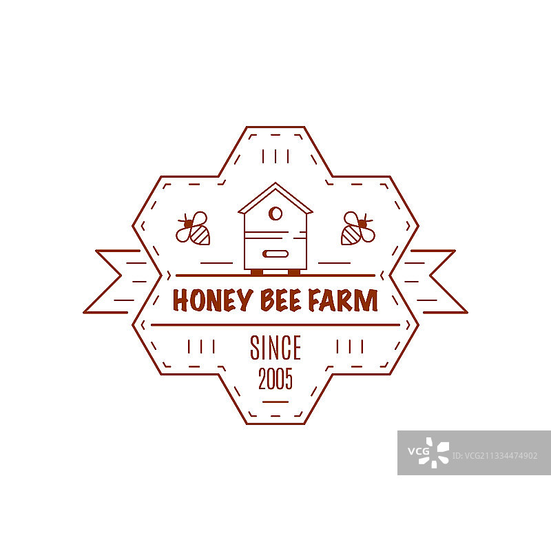 蜂蜜生产公司轮廓徽章或标志图片素材
