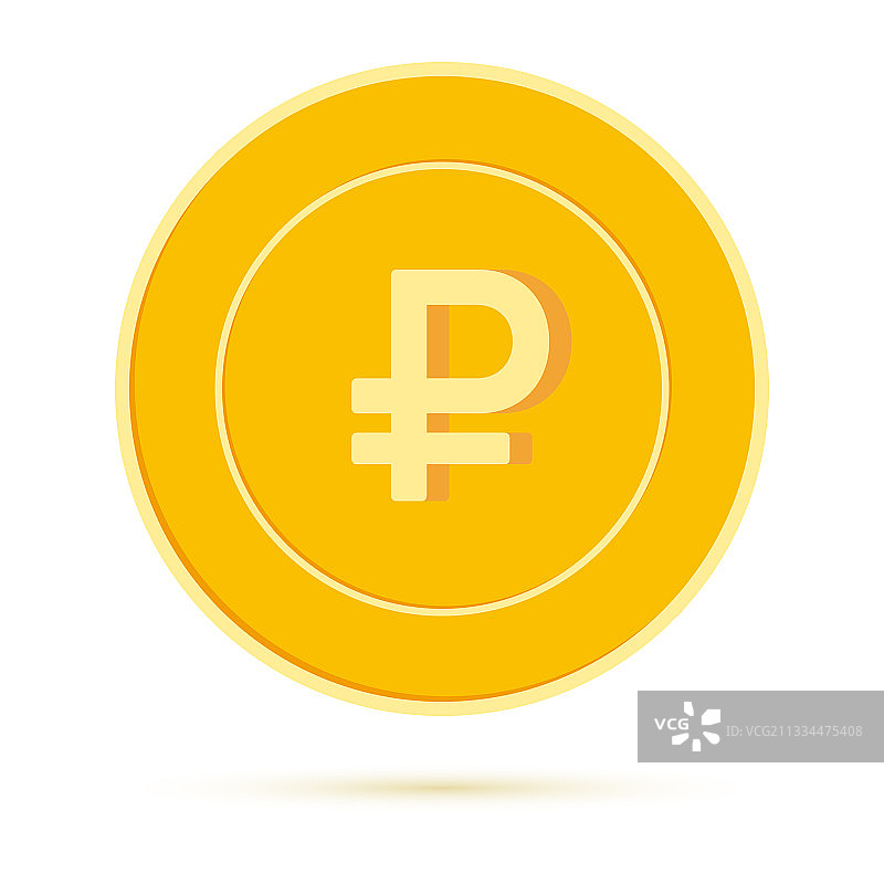 白色背景上隔离的俄罗斯卢布硬币图片素材