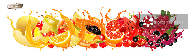 果汁飞溅全景草莓图片素材